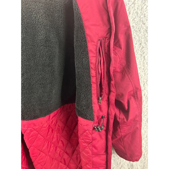 L.L. Bean Women’s M Regal Red Hooded Winter Coat Fleece Lined Storm Jacket - Picture 6 of 8